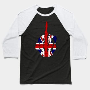 Skeleton Middle Finger United Kingdom Flag Baseball T-Shirt